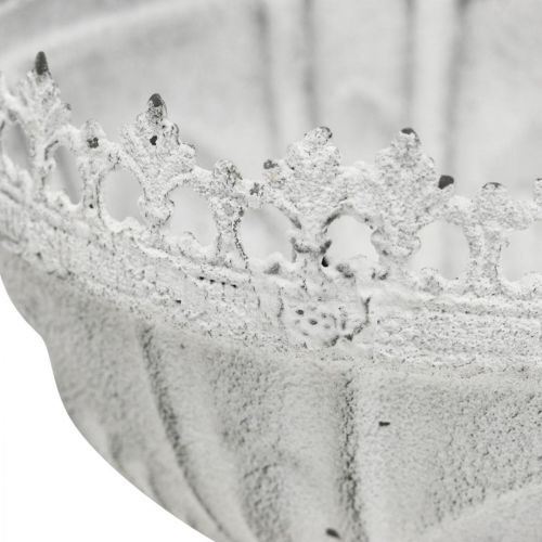 Floristik24 Tigela de metal branca decorativa estilo antigo Ø15,5cm