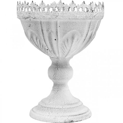 Floristik24 Tigela de metal branca decorativa estilo antigo Ø15,5cm