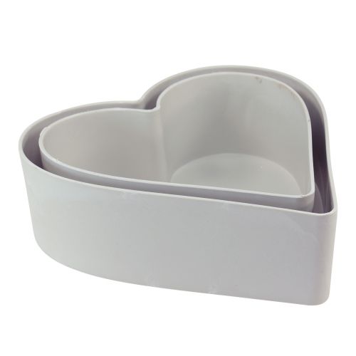 Itens Tigela coração tigela decorativa de plástico branco cinza 24/21cm conjunto de 2