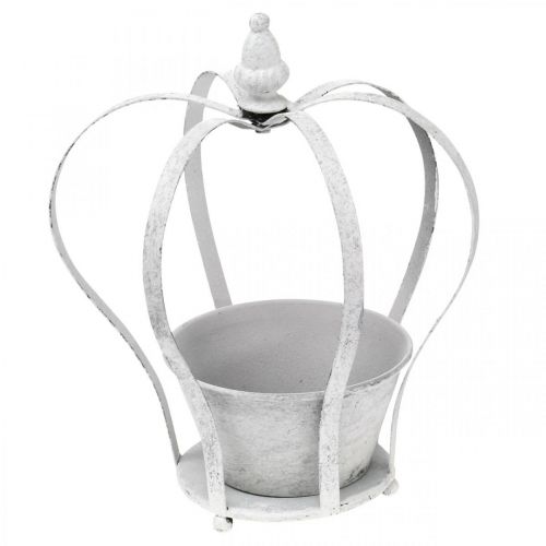 Floristik24 Coroa decorativa para plantar, shabby chic, coroa de metal, decoração de jardim lavada a branco, conjunto de 2