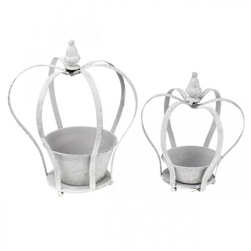 Floristik24 Coroa decorativa para plantar, shabby chic, coroa de metal, decoração de jardim lavada a branco, conjunto de 2