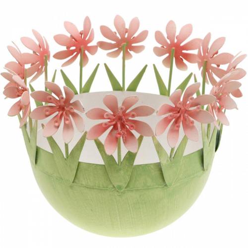 Floristik24 Tigela de plantas, decoração de primavera, tigela de metal com decoração de flores, cesta de páscoa