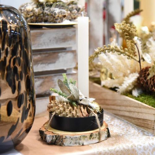 Floristik24 Tigela decorativa com castiçal de metal preto Ø10,5 cm 4 unidades