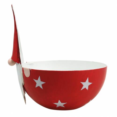 Itens Tigela decorativa gnomo vermelho, metal branco Ø14cm A16cm Tigela Papai Noel