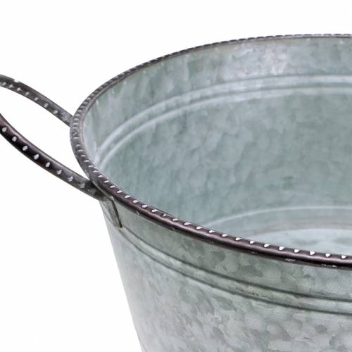 Floristik24 Tigela de zinco com asas cinza, marrom lavado branco Ø38cm A17cm