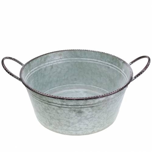 Floristik24 Tigela de zinco com asas cinza, marrom lavado branco Ø38cm A17cm