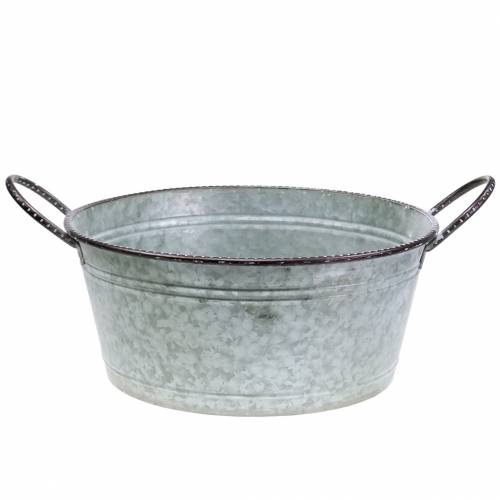 Floristik24 Tigela de zinco com asas cinza, marrom lavado branco Ø38cm A17cm