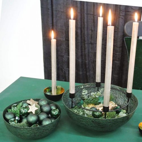 Floristik24 Tigela decorativa vintage de metal verde tigela Ø31cm