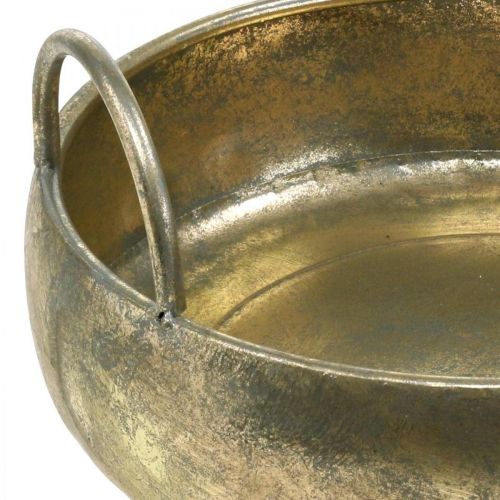 Floristik24 Tigela de metal com alça dourada estilo antigo Ø31cm