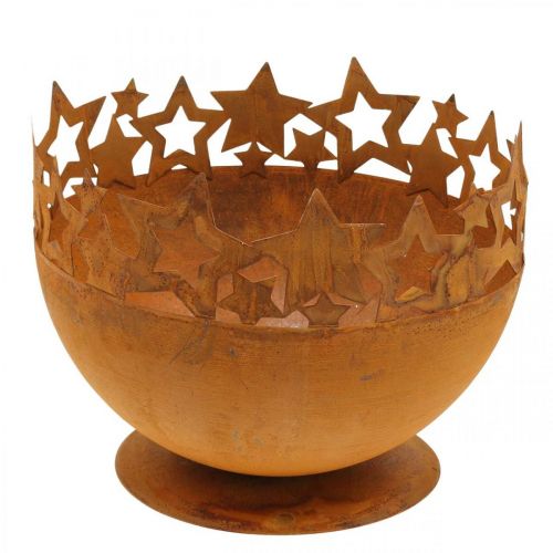 Itens Tigela de metal com estrelas, decoração de Natal, pátina decorativa do vaso Ø25cm H20,5cm