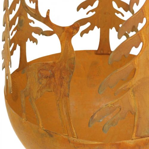 Floristik24 Tigela de metal com cervo, decoração florestal para Advento, vaso decorativo de aço inoxidável Ø25cm Alt.29cm