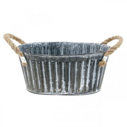 Floristik24 Taça de metal para plantas, taça de flores para plantar, taça decorativa com pegas L22,5 cm