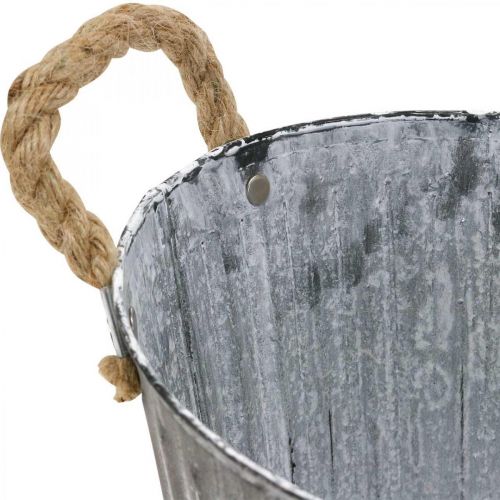 Floristik24 Tigela para plantio, vaso de flores com alças, plantador de metal L30,5cm