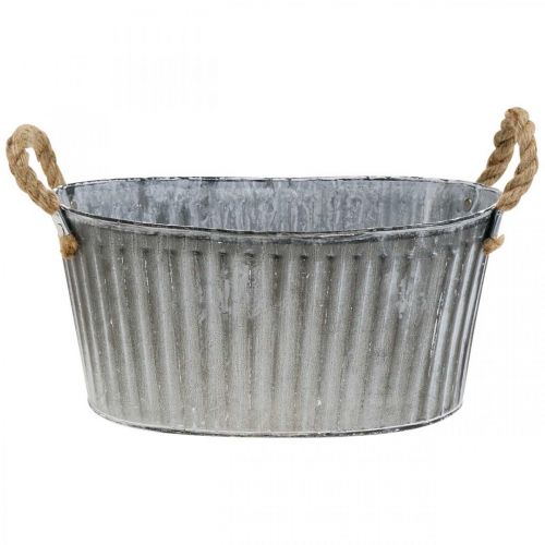 Floristik24 Tigela para plantio, vaso de flores com alças, plantador de metal L30,5cm