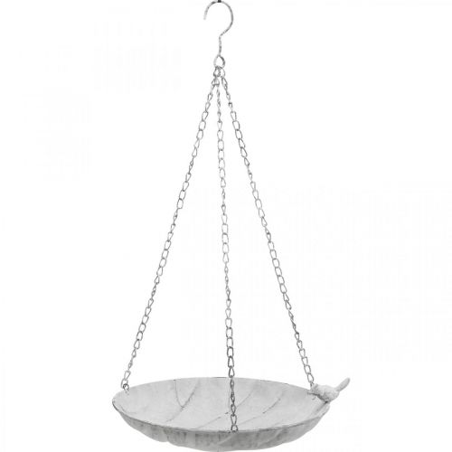 Tigela decorativa para pendurar cesta de flores metal branco L62cm Ø31cm