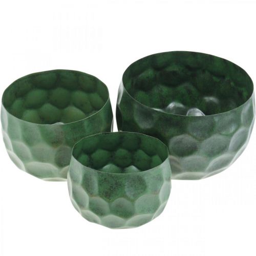 Floristik24 Vaso decorativo de metal verde vintage plantador Ø25 / 20,5 / 16,5 cm conjunto de 3