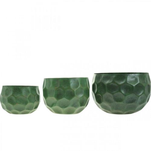 Itens Vaso decorativo de metal verde vintage plantador Ø25 / 20,5 / 16,5 cm conjunto de 3