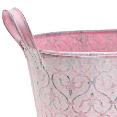 Itens Plantador de cuba de zinco com decoração rosa 25,5cm x 13,5cm A12cm