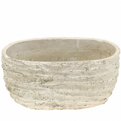 Floristik24 Vaso de planta oval branco antigo 27cm x 16cm Alt.13cm