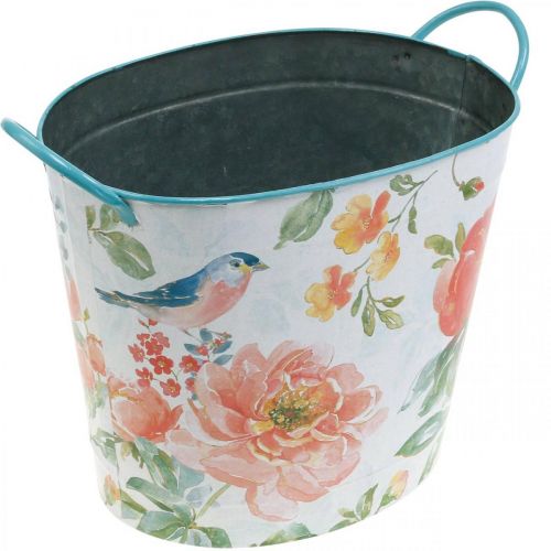 Floristik24 Vaso para plantas oval vintage com decoração de mola de metal 27,5 cm