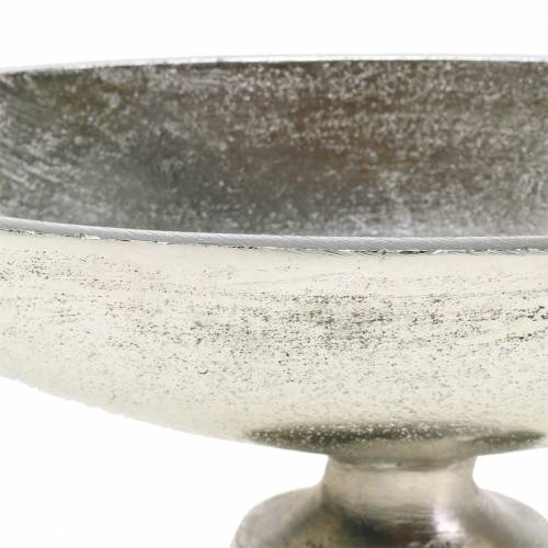 Itens Taça oval com base de metal prateado 20,5cm A7cm