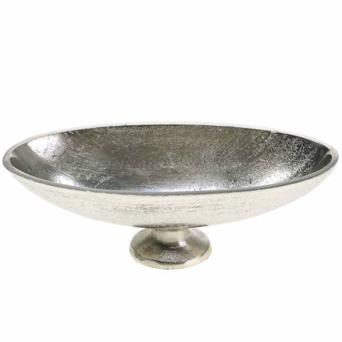Floristik24 Taça oval com base de metal prateado 20,5cm A7cm