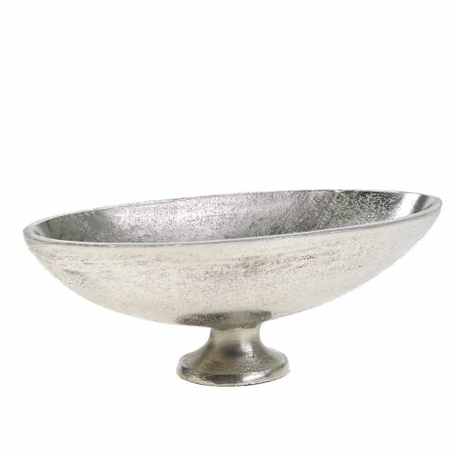Taça oval com base de metal prateado 20,5cm A7cm