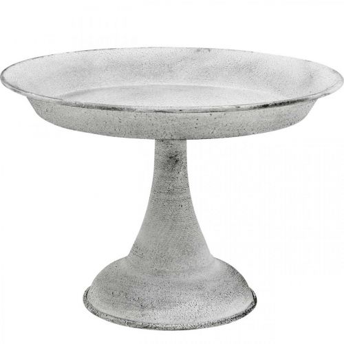 Floristik24 Tigela decorativa com pé placa decorativa metal branco Ø22cm Alt.15,5cm