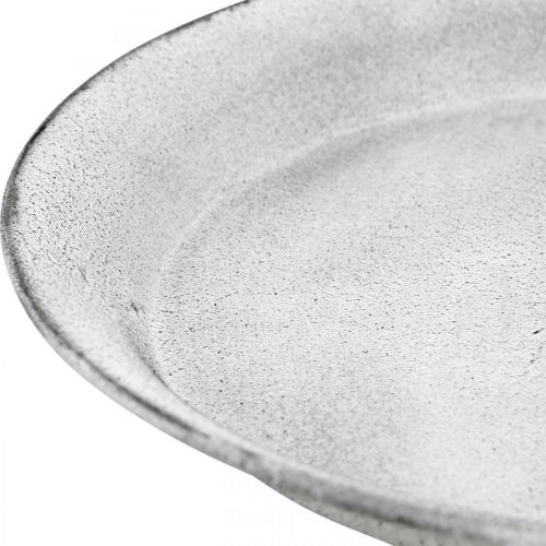 Floristik24 Tigela decorativa com pé placa decorativa metal branco Ø22cm Alt.15,5cm