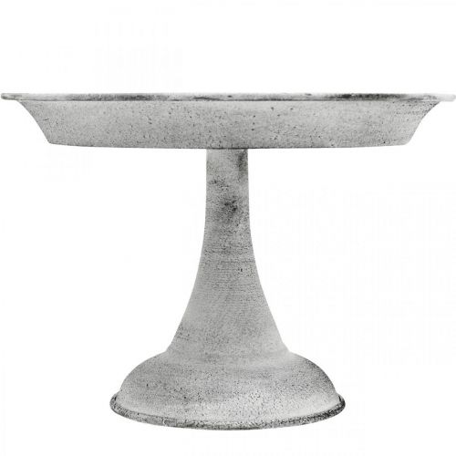 Floristik24 Tigela decorativa com pé placa decorativa metal branco Ø22cm Alt.15,5cm