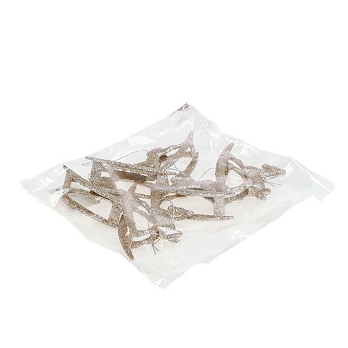 Floristik24 Cavalo de balanço 7,5 cm ouro com glitter 6 unidades