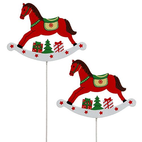 Floristik24 Cavalo de balanço na haste vermelha 8,5 cm 16pcs