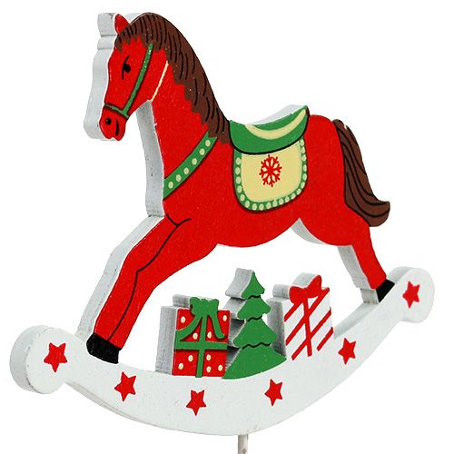 Floristik24 Cavalo de balanço em bastão vermelho 8,5 cm 16 unidades