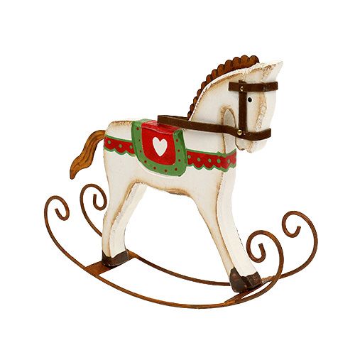 Floristik24 Cavalo de balanço feito de madeira C16cm Alt13cm