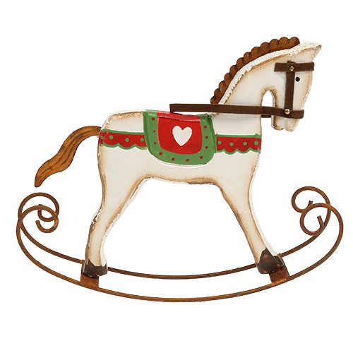 Floristik24 Cavalo de balanço feito de madeira C16cm Alt13cm