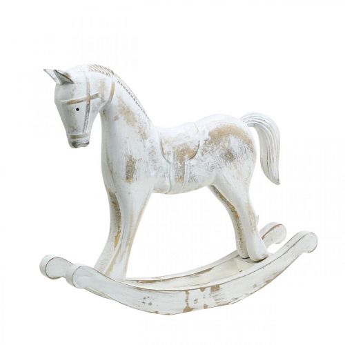 Floristik24 Cavalo de baloiço decorativo Natal branco castanho 26x6x23cm