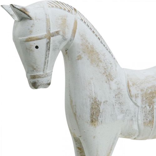 Floristik24 Cavalo de baloiço decorativo Natal branco castanho 26x6x23cm