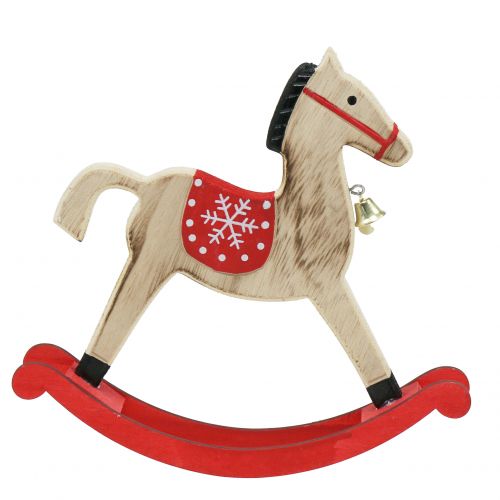 Floristik24 Cavalo de balanço madeira natural, vermelho 21,5cm Alt.21cm