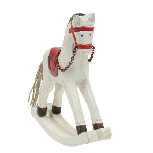 Floristik24 Cavalo de balanço madeira vermelho, branco 19 cm x 15 cm