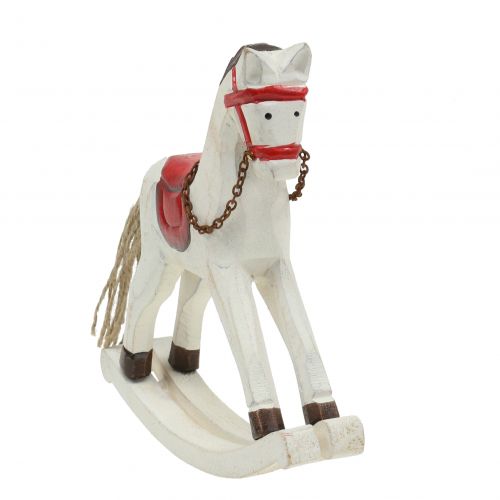 Itens Cavalo de balanço madeira vermelho, branco 19 cm x 15 cm