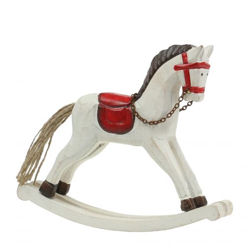 Itens Cavalo de balanço madeira vermelho, branco 19 cm x 15 cm