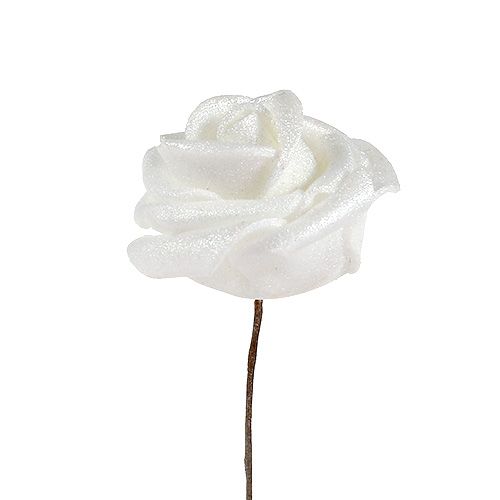 Itens Rosas de espuma brancas com madrepérola Ø2,5cm 120p
