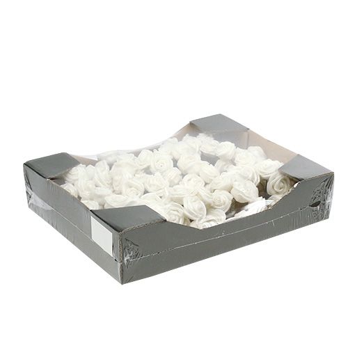 Floristik24 Rosas de espuma brancas com madrepérola Ø2,5cm 120 un
