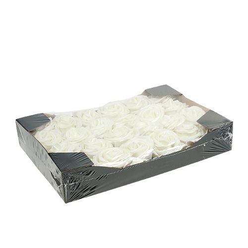 Floristik24 Rosas de espuma brancas com madrepérola Ø6cm 24 un