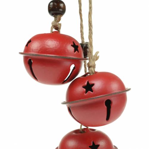 Floristik24 Sinos com estrela na fita para pendurar vermelho L30cm 2pcs