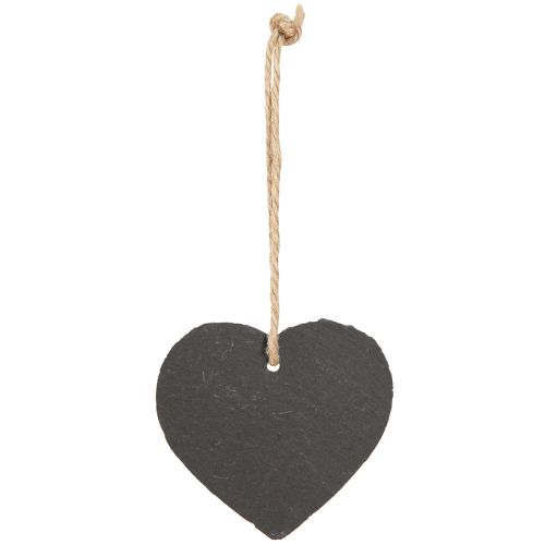 Itens Placa de ardósia coração pequeno para pendurar preto 7,5 cm 6 unidades