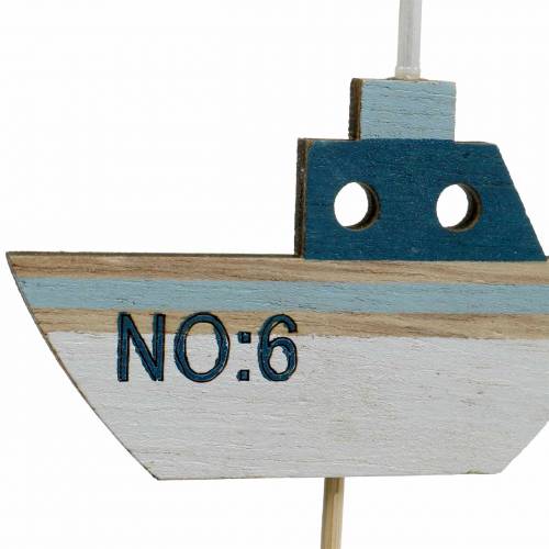 Itens Plugues Deco navio madeira branco azul natureza 8cm H37cm 24p