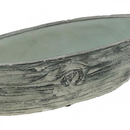 Floristik24 Planta tigela oval barco de concreto madeira design 37×11.5cm H10cm