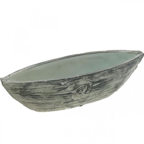 Floristik24 Planta tigela oval barco de concreto madeira design 37×11.5cm H10cm