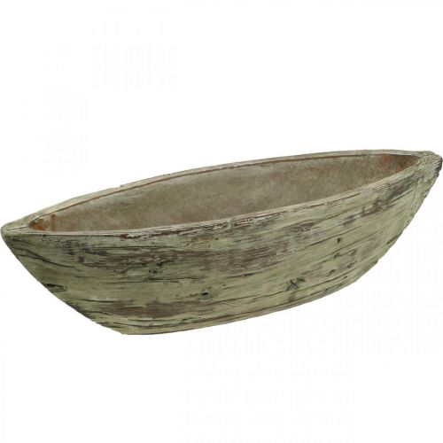 Floristik24 Vaso do plantador de concreto oval de madeira parece marrom claro 37 × 11,5cm Alt.10cm